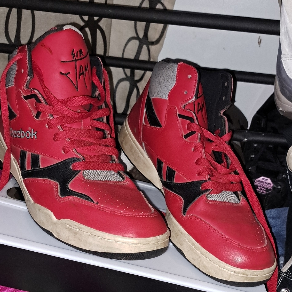 Reebok Red and Black High-Top Sneakers